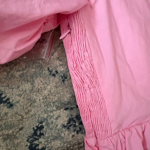 Hyacinth House Tuckernuck Women Size Small Ruched Puff Sleeve Mini Dress Pink - Picture 9 of 9